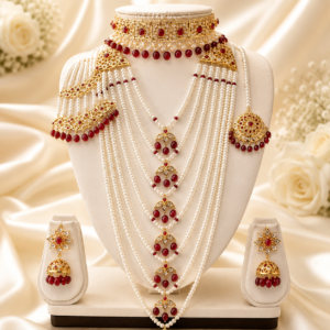 Royal Pearl Satlada Bridal Set with Choker & Jhumka Earrings