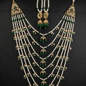 Royal Emerald Pearl Satlada Bridal Jewellry Set