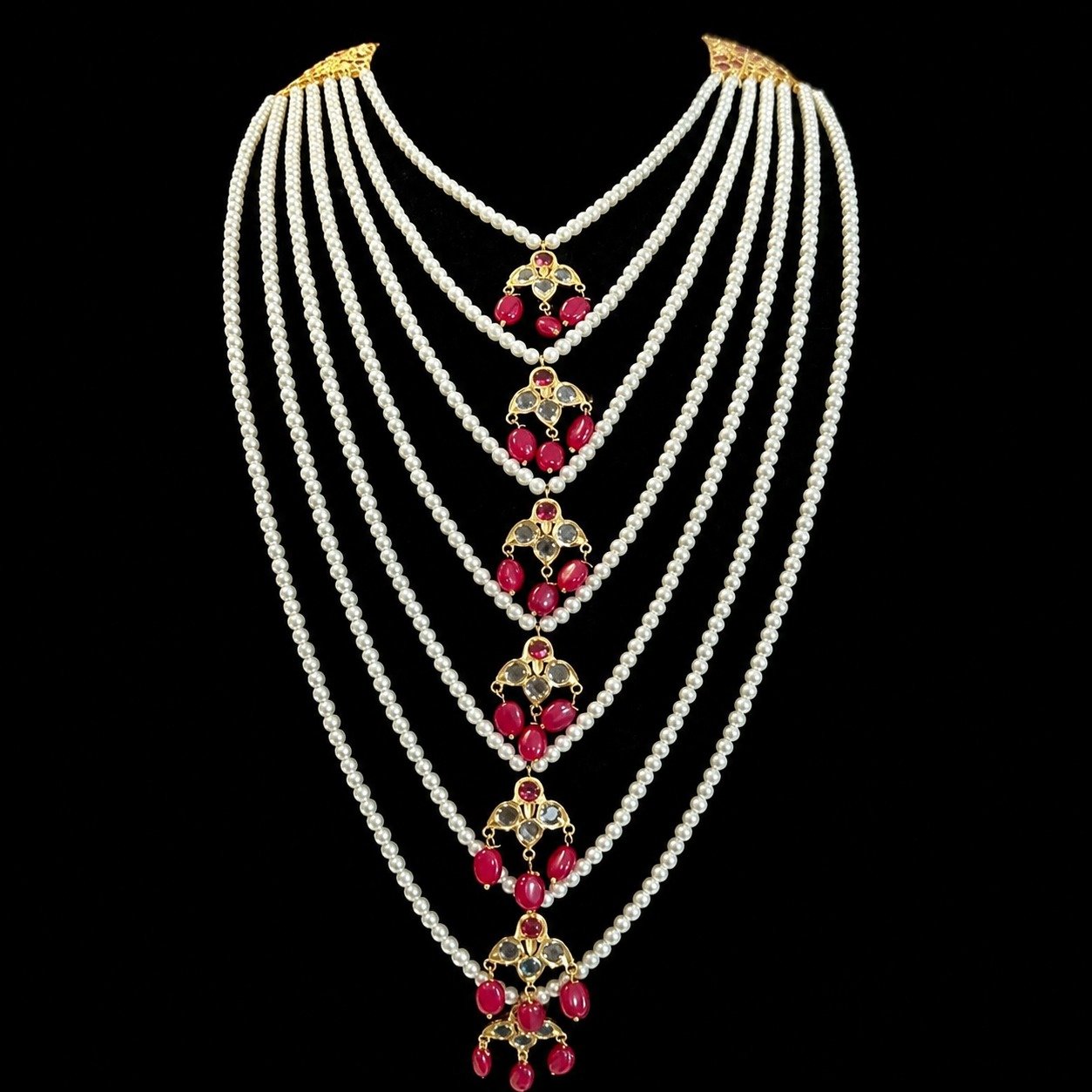 Royal Ruby Pearl Satlada Necklace