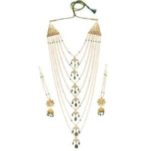Royal Emerald Pearl Satlada Necklace Set